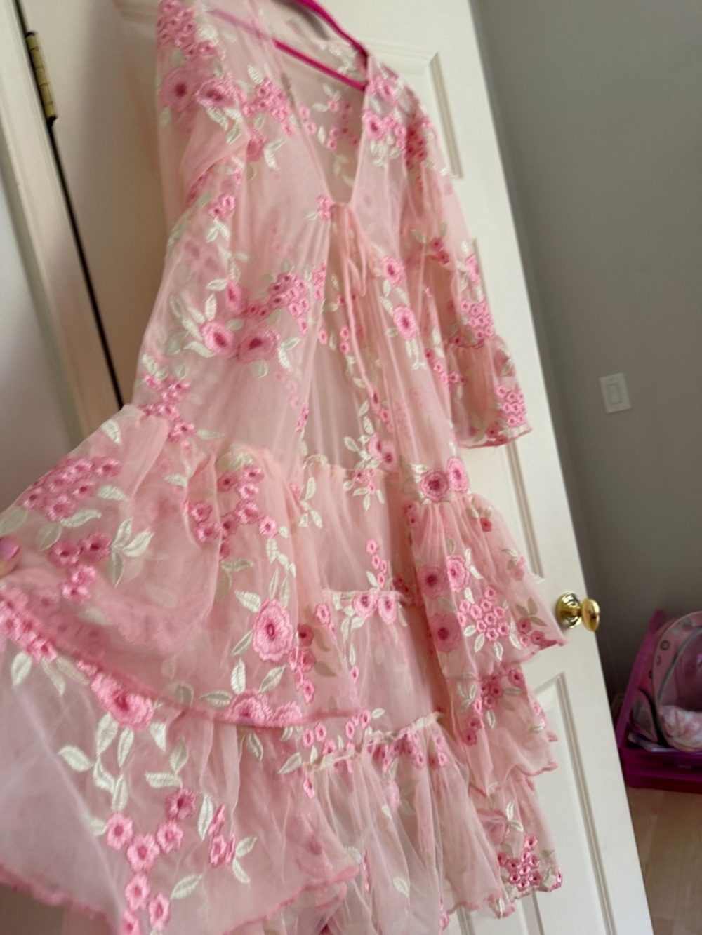Marikka Nakk Pink Floral Embroidered Overdress Jacket